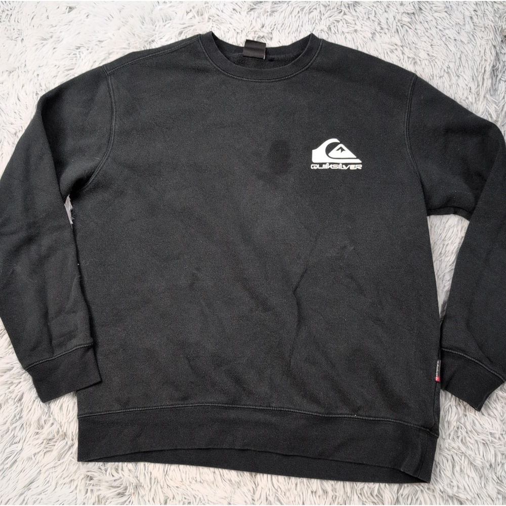 Vintage Quicksilver Sweatshirt Mens M Black Streetwear Grunge Soft Comfort